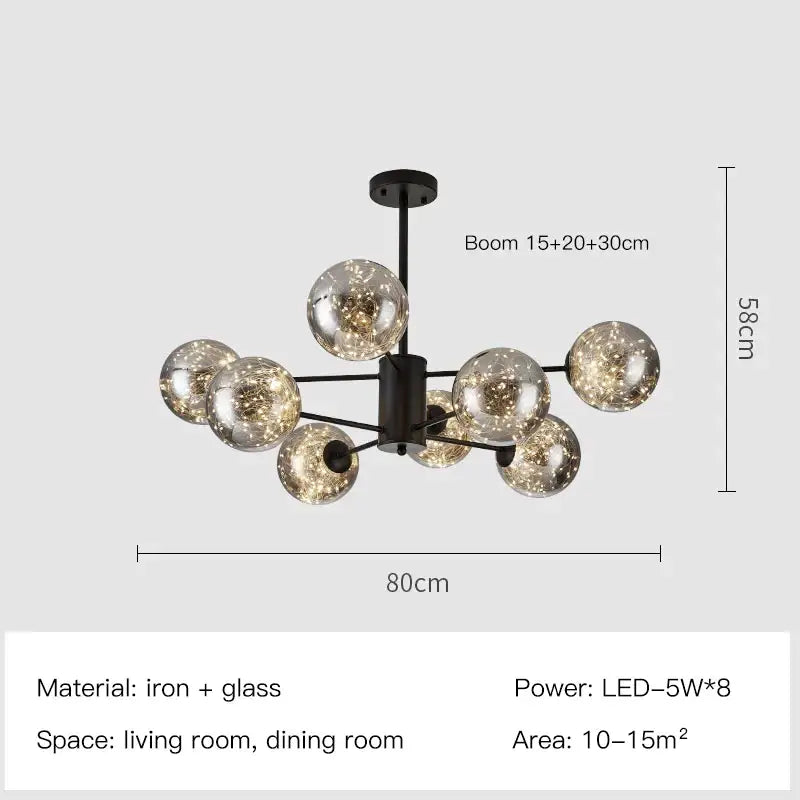 Modern gold star glass pendant light dining room chandelier