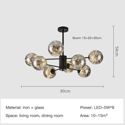 Modern gold star glass pendant light dining room chandelier