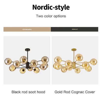 Modern gold star glass pendant light dining room chandelier