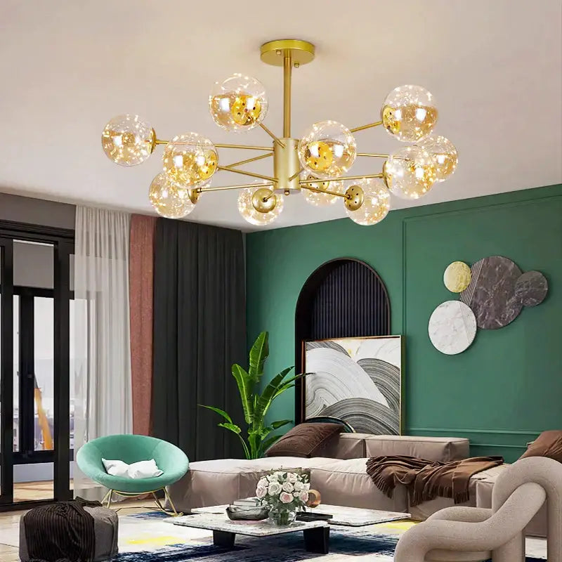 Modern gold star glass pendant light dining room chandelier