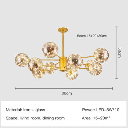 Modern gold star glass pendant light dining room chandelier