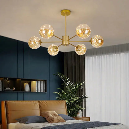 Modern gold star glass pendant light dining room chandelier