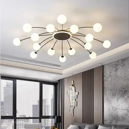 Modern gold starburst ball glass ceiling light for living room