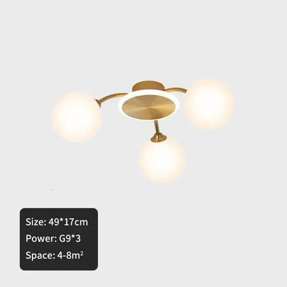Modern gold starburst ball glass ceiling light for living room