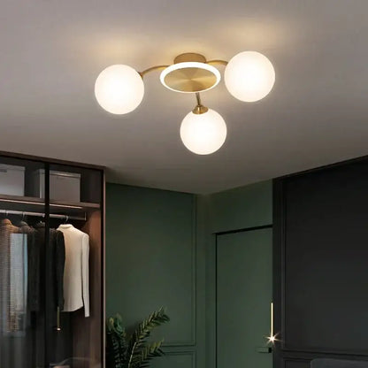 Modern gold starburst ball glass ceiling light for living room