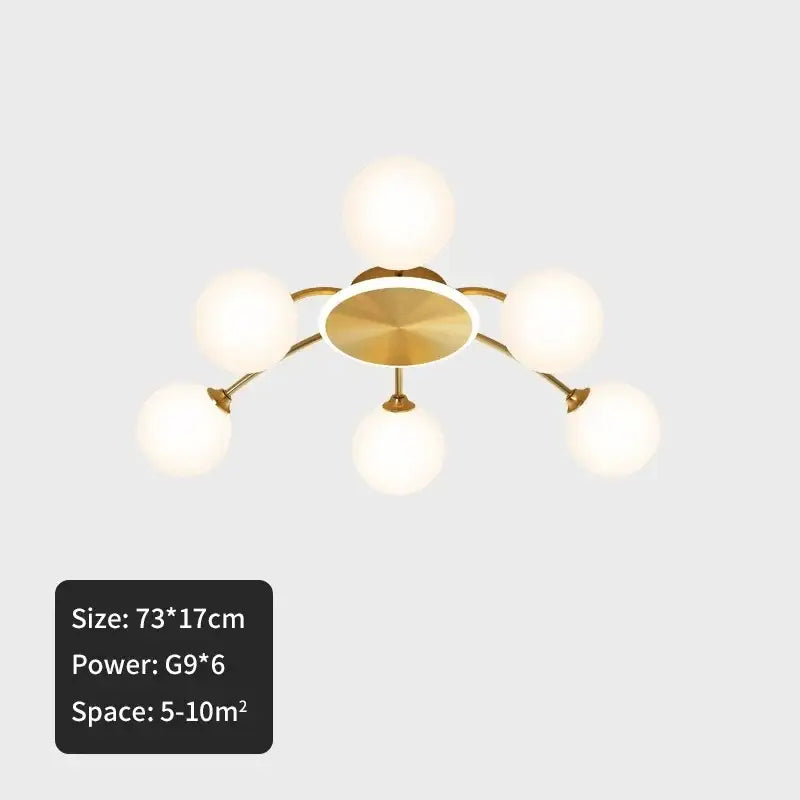 Modern gold starburst ball glass ceiling light for living room
