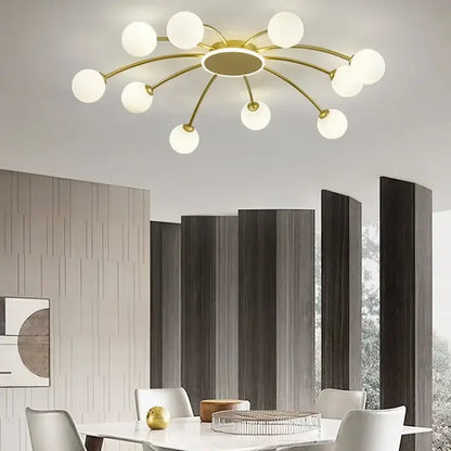 Modern gold starburst ball glass ceiling light for living room