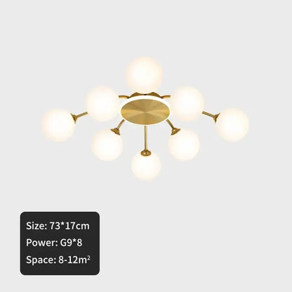Modern gold starburst ball glass ceiling light for living room