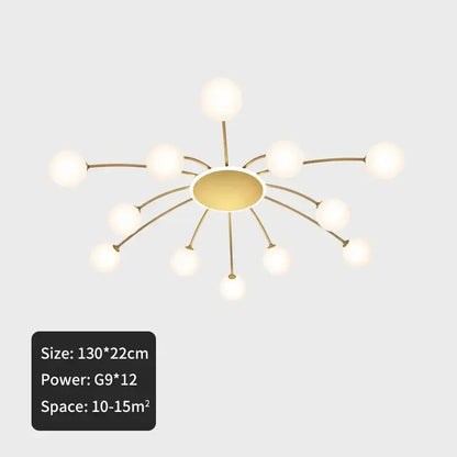Modern gold starburst ball glass ceiling light for living room