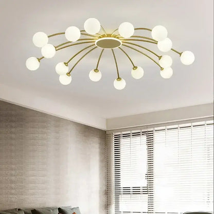 Modern gold starburst ball glass ceiling light for living room
