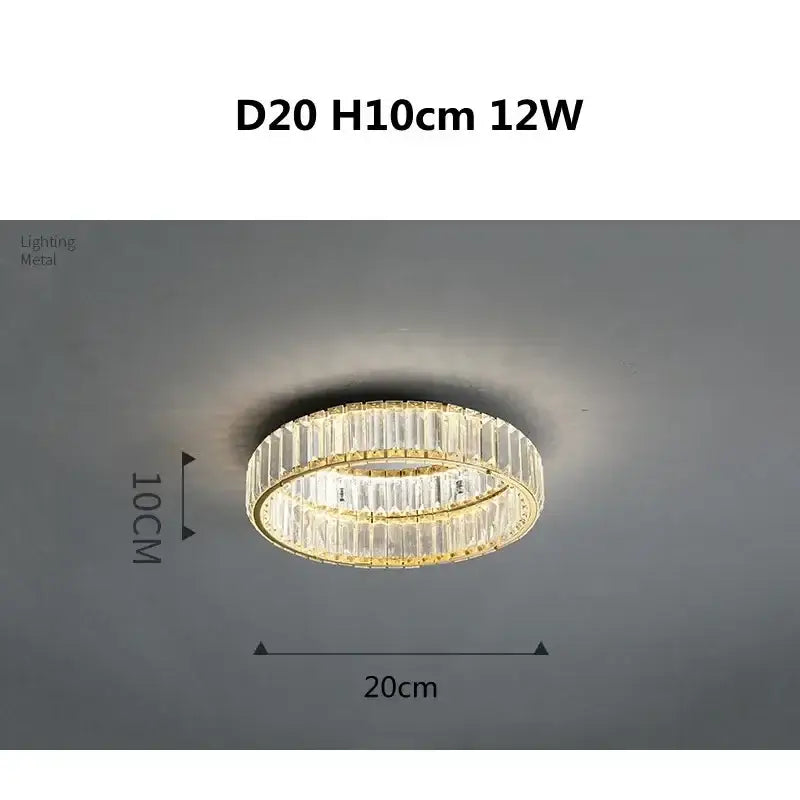 Modern gold steel led dimmable crystal ceiling light bedroom fixture