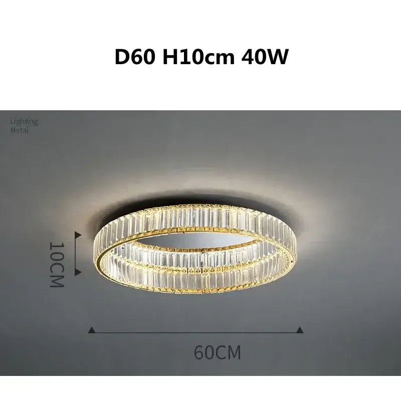 Modern gold steel led dimmable crystal ceiling light bedroom fixture
