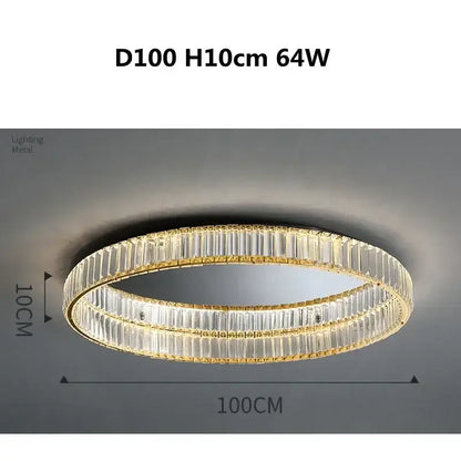 Modern gold steel led dimmable crystal ceiling light bedroom fixture