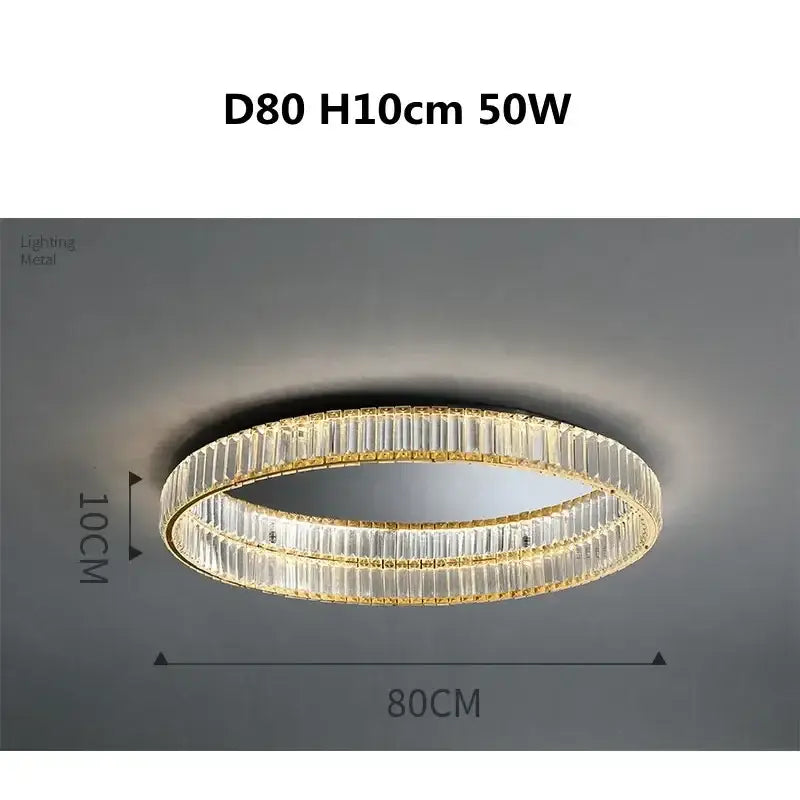 Modern gold steel led dimmable crystal ceiling light bedroom fixture