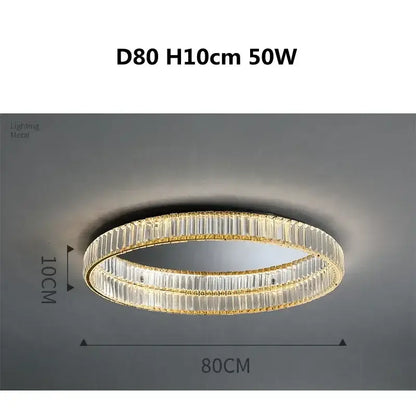 Modern gold steel led dimmable crystal ceiling light bedroom fixture