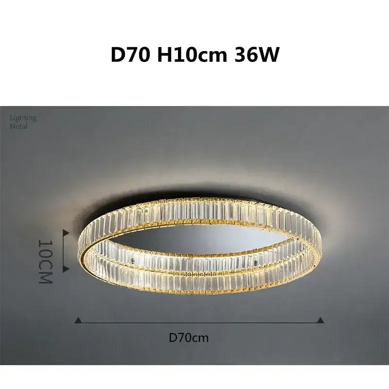 Modern gold steel led dimmable crystal ceiling light bedroom fixture