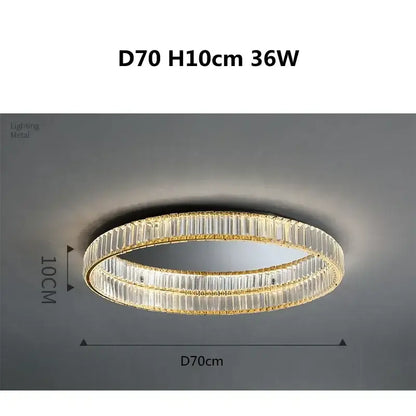Modern gold steel led dimmable crystal ceiling light bedroom fixture