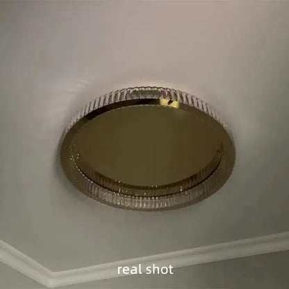 Modern gold steel led dimmable crystal ceiling light bedroom fixture