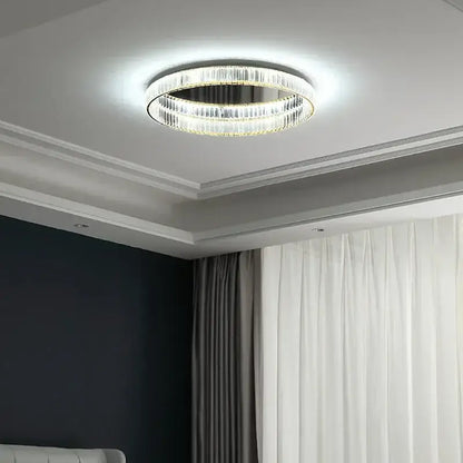 Modern gold steel led dimmable crystal ceiling light bedroom fixture