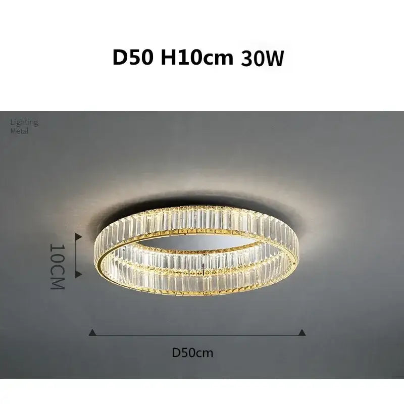 Modern gold steel led dimmable crystal ceiling light bedroom fixture