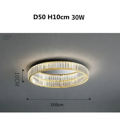 Modern gold steel led dimmable crystal ceiling light bedroom fixture