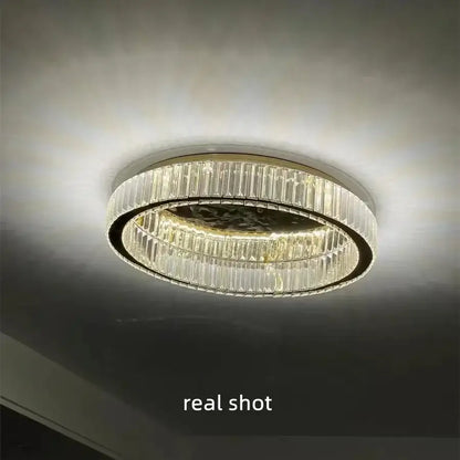 Modern gold steel led dimmable crystal ceiling light bedroom fixture
