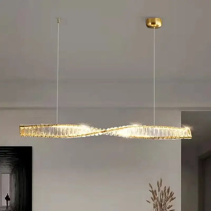 Modern gold steel led pendant light dining room crystal chandelier