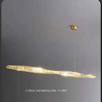 Modern gold steel led pendant light dining room crystal chandelier