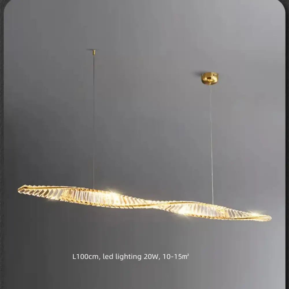 Modern gold steel led pendant light dining room crystal chandelier