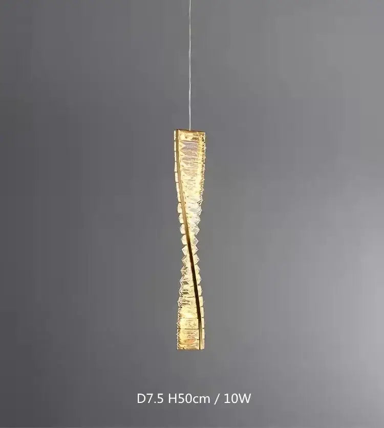 Modern gold steel led pendant light dining room crystal chandelier