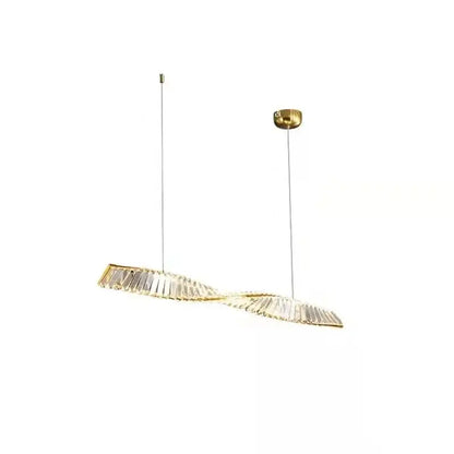 Modern gold steel led pendant light dining room crystal chandelier