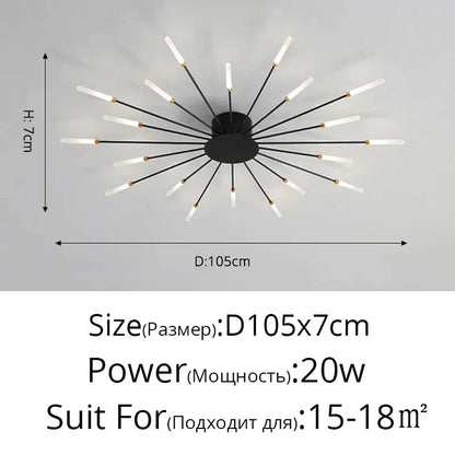 Modern gold sunburst acrylic led ceiling lights for bedroom
