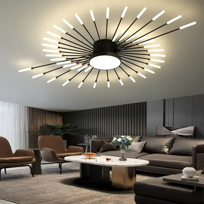 Modern gold sunburst acrylic led ceiling lights for bedroom