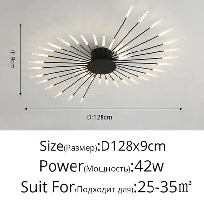 Modern gold sunburst acrylic led ceiling lights for bedroom