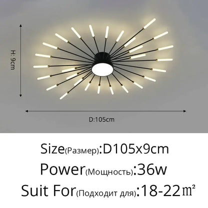 Modern gold sunburst acrylic led ceiling lights for bedroom