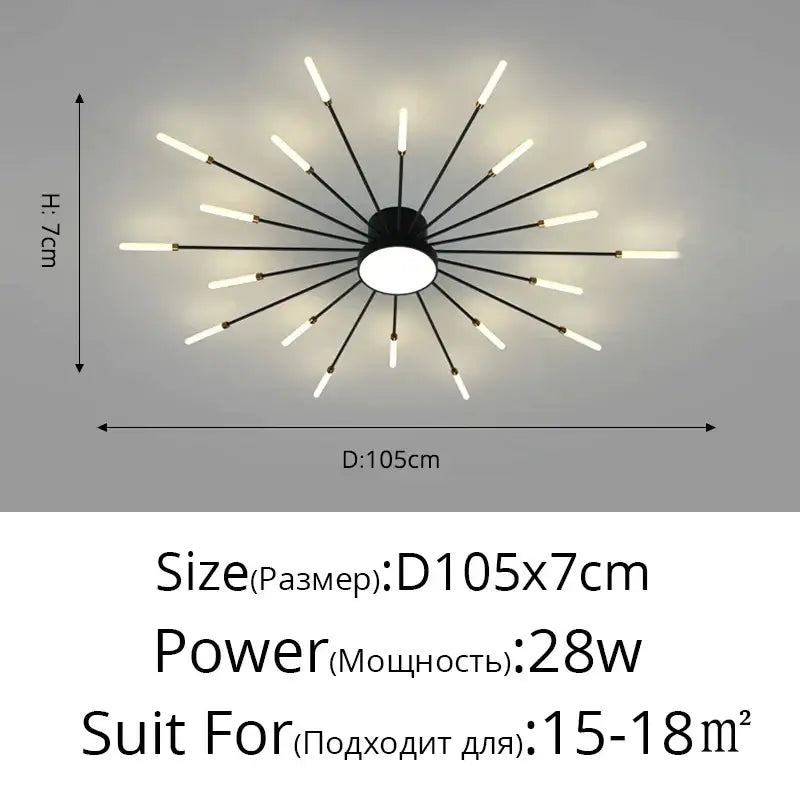 Modern gold sunburst acrylic led ceiling lights for bedroom