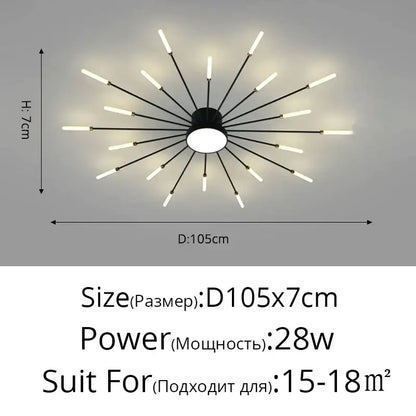 Modern gold sunburst acrylic led ceiling lights for bedroom