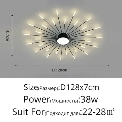 Modern gold sunburst acrylic led ceiling lights for bedroom