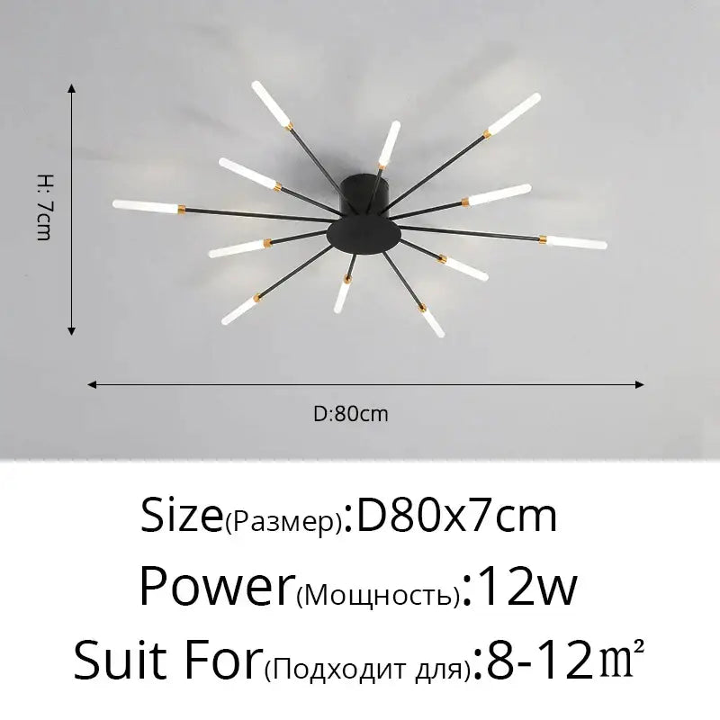 Modern gold sunburst acrylic led ceiling lights for bedroom