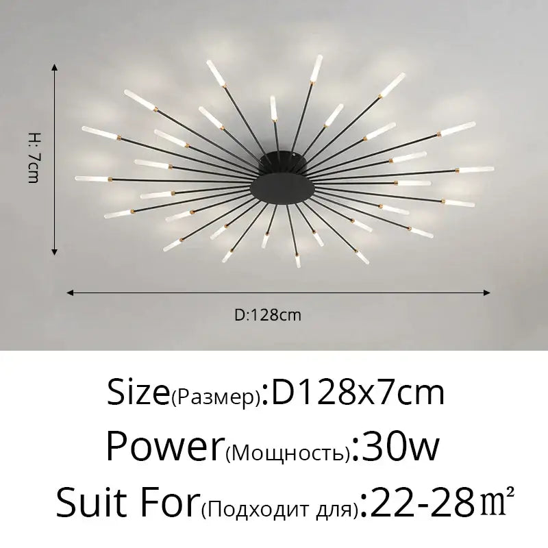 Modern gold sunburst acrylic led ceiling lights for bedroom