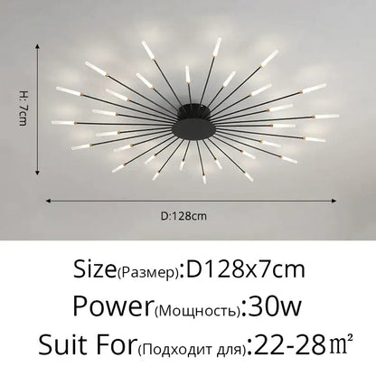 Modern gold sunburst acrylic led ceiling lights for bedroom