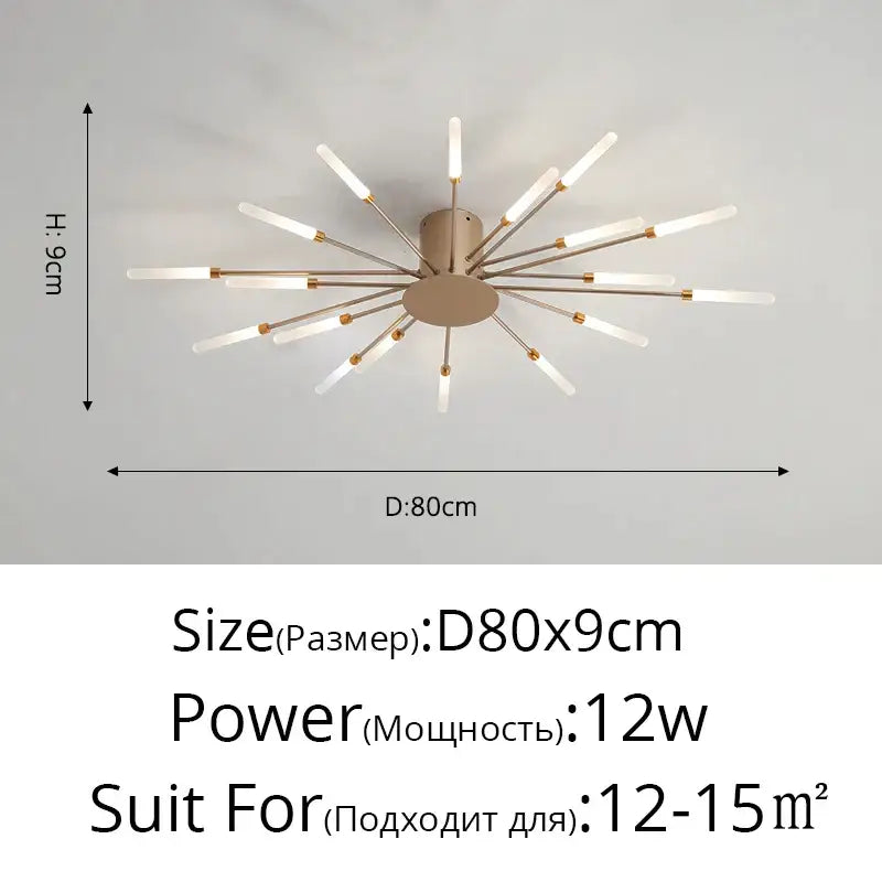 Modern gold sunburst acrylic led ceiling lights for bedroom