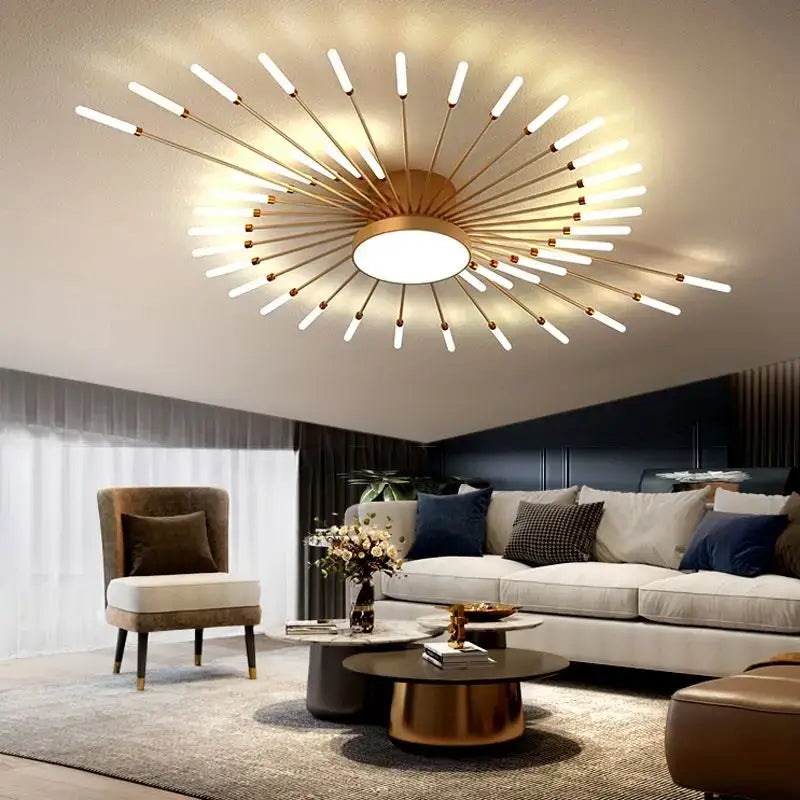 Modern gold sunburst acrylic led ceiling lights for bedroom