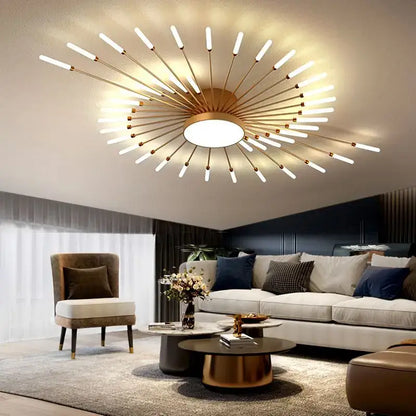 Modern gold sunburst acrylic led ceiling lights for bedroom