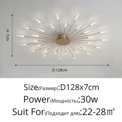 Modern gold sunburst acrylic led ceiling lights for bedroom