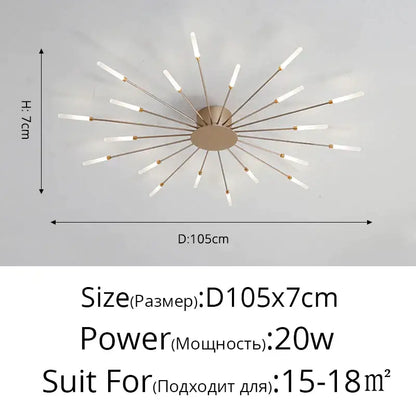 Modern gold sunburst acrylic led ceiling lights for bedroom