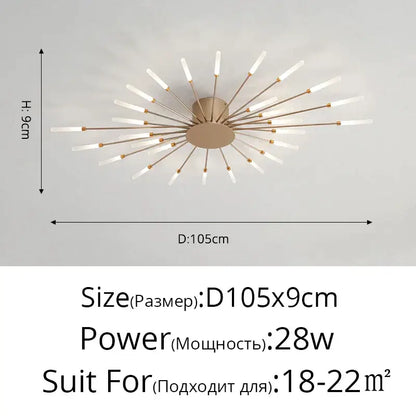 Modern gold sunburst acrylic led ceiling lights for bedroom