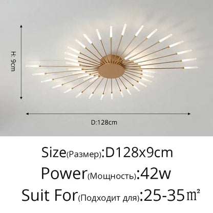 Modern gold sunburst acrylic led ceiling lights for bedroom