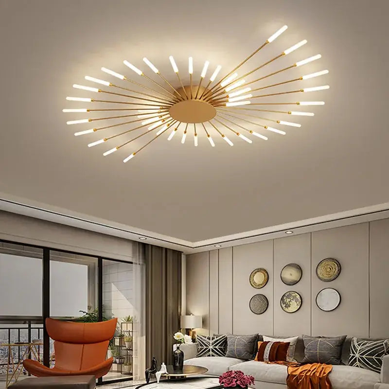 Modern gold sunburst acrylic led ceiling lights for bedroom