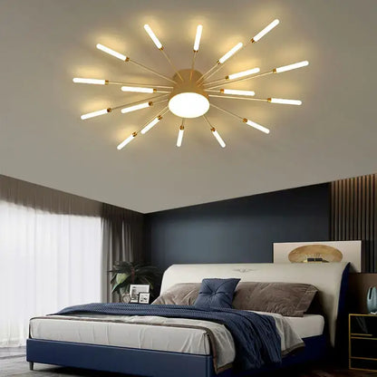 Modern gold sunburst acrylic led ceiling lights for bedroom